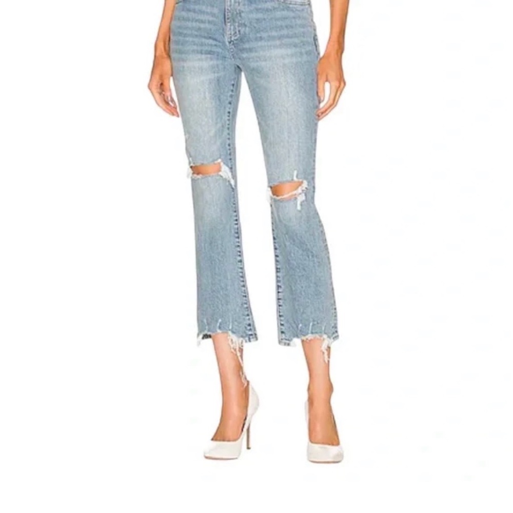 Pistola Light Blue Lennon Distressed Cropped Jeans Size 26 Wash: Tulum